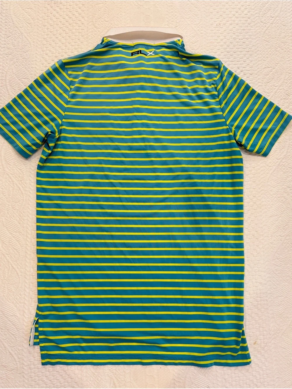 RLX Ralph Lauren Polo Shirt Mens S Blue Green Stripe US Open 2014 Pinehurst Golf